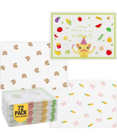 72 Pack Disposable Placemats for Baby 16x12 Disposable Placemats for Toddlers Stick to Table Cotton Paper Place Mats for Restaurants Cute Fruit Vegetable Travel Placemats for Toddlers Kids