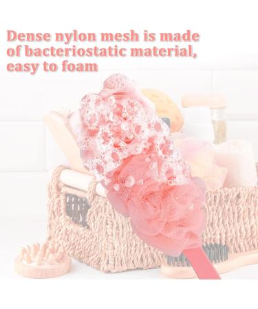 Back Scrubber Brush Shower Loofah for Men or Women 17 Body Scrubber Long Handle Sponge with Bath Brush Net Soft Mesh Back Washer Exfoliating and Removing Dead Skin Bath Scrubber (Pink) - Buy Online on GoSupps.com