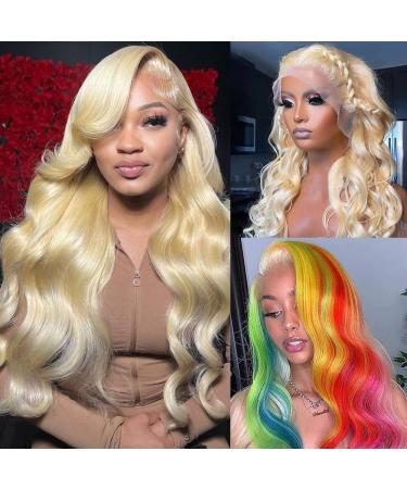 613 Lace Front Wig Human Hair Body Wave 613 HD Lace Frontal Wig 13x4 Blonde Lace Front Wigs Human Hair Pre Plucked with Baby Hair 180% Density Human Hair Wigs 10A Brazilian Virgin Blonde Wig Human Hair Glueless 24 Inch