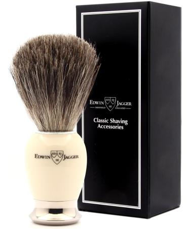 Edwin Jagger Imitation Ivory Pure Badger Shaving Brush - Ideal for Shaving Cream or Soap - Men's Shaving Brush in Ivory - Buy Online on GoSupps.com