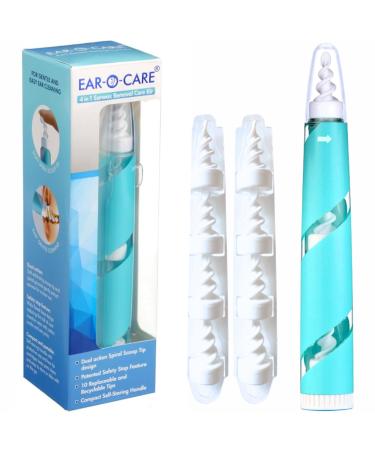 Ear-O-Care 4-in-1 Ear Wax Removal Kit Dual-Action Spiral & Scoop Soft Silicone Tips Gentle Ear Wax Removal Tool Patented Safety Stop Compact & Portable Ear-O-Care Premium Ear Wax Removal Tool Kit