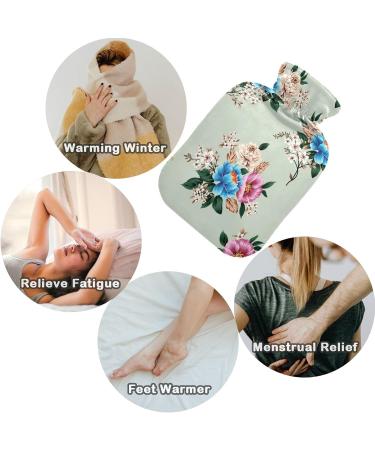 NAANLE Hot Water Bottle with Cover - Blue Pink Floral 1L for Back Pain Relief Hand & Foot Warmer Neck Heat & Cold Therapy - Buy Online on GoSupps.com