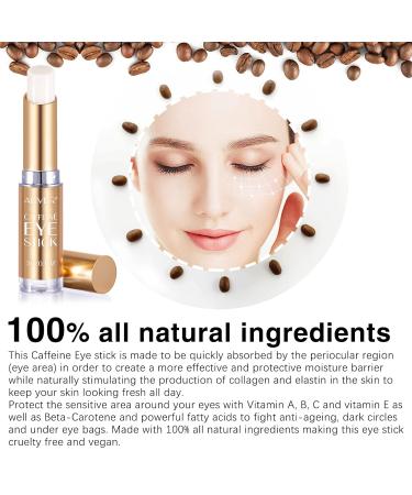 Caffeine Eye Stick - Reduce Puffiness & Dark Circles Hyaluronic Acid & Vitamin C for Under Eye Treatment | Wrinkles Fine Lines Bags & Crow's Feet Solution - Buy Online on GoSupps.com
