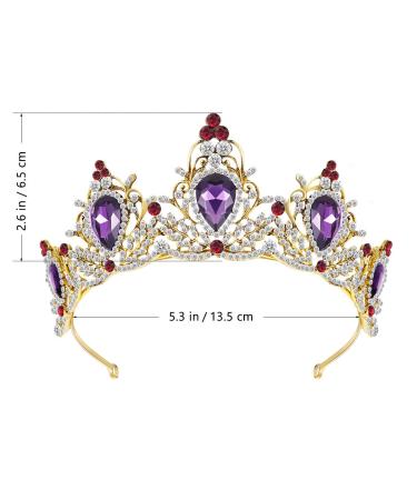 Lurrose Luxury Purple Crystal Baroque Crown Rhinestone Tiara - Bridal Headband - Buy Online on GoSupps.com