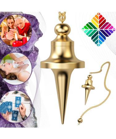 Egyptian radiesthesia pendulum trouvier with witness from brass - esoteric/oracle pendulum - geobiology mood man travel magnetizer - gold - 27 gr