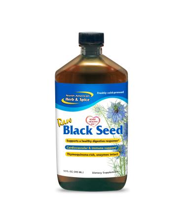 NORTH AMERICAN HERB & SPICE Black Seed Oil - 12 fl. oz. - Cardiovascular, Digestive & Immune Support - Contains Wild, Mediterranean Oreganol P73 Oregano Oil - Non-GMO - 72 Total Servings