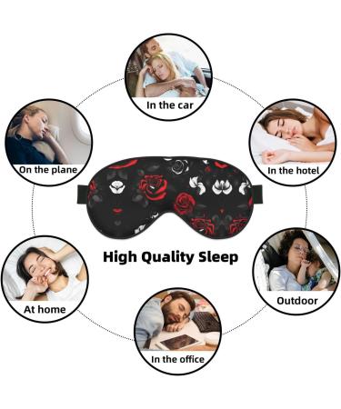SSIMOO Black White Red Roses Eye Mask | Breathable Sleep Patch for Women | Ideal for Travel & Relaxation - Buy Online on GoSupps.com