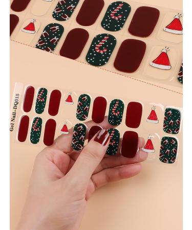 EBANKU Christmas Cured Gel Nail Strips Glitter Gel Nail Polish Strips Long Lasting Waterproof Full Nail Wraps Stickers with Stick Nail File Wipes & Sealing(UV/LED Lamp Required) - Buy Online on GoSupps.com