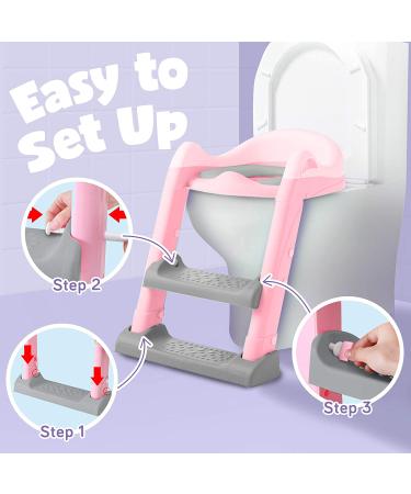Ashtonbee Mountable Potty Seat with Steps Pink - Easy Toilet Training Solution - Buy Online on GoSupps.com