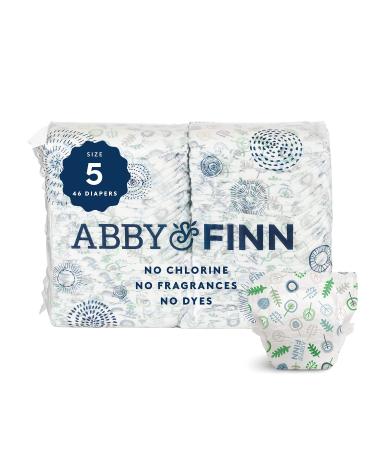 Baby Diapers Size 5, 46 Count by ABBY&FINN, Chlorine Free, Eco Friendly, Hypoallergenic, Day & Overnight, for Sensitive Skin, Super Absorbent- Woodland Print Size 5 (Pack of 46)