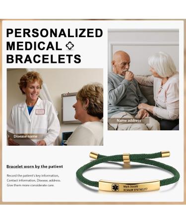 Emergency Medical Alert Bracelets - Custom Engraved Adjustable Titanium Steel Wristband for Men & Women - Personalized Gift - Non-Tarnish White - Buy Online on GoSupps.com