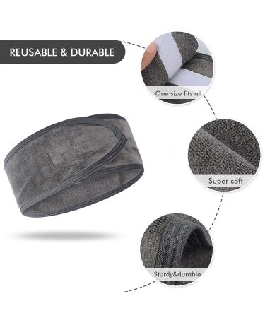 KinHwa Adjustable Spa Facial Headband 3 Pack Gray - Ideal for Makeup, Face Washing, Shower, Yoga & Sports - Buy Online on GoSupps.com