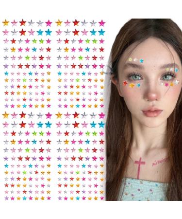 4 Sheets Colorful Creative Star Diamond Stickers Star Acrylic Decals Women Makeup for Face Perfect for Phones Gifts and Decorations