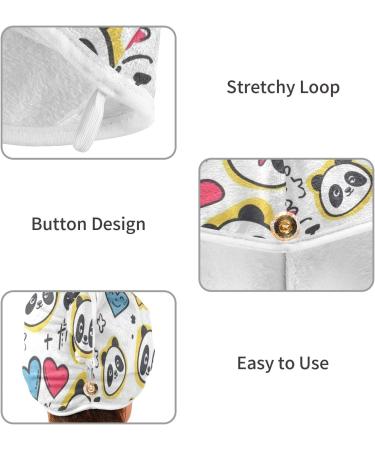 Hearts Star Panda Hair Towel 2 Pack - Super Absorbent Quick Dry Hair Turbans for Women & Girls | Ideal Hair Drying Solution - Buy Online on GoSupps.com