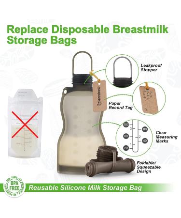Haakaa Reusable Silicone Milk Storage Bags 260ml (5 Count) | BPA Free Breastmilk Containers for Breastfeeding - Buy Online on GoSupps.com