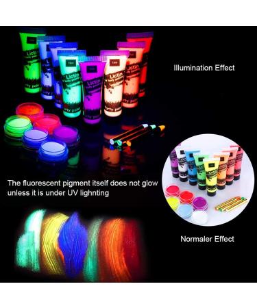 Lictin 43pcs UV Glow Body and Face Paint Set with Glitter, Crayon, and Club Makeup Art Kit - Ideal for Adults, Kids, Party, and Carnival - 43 Count - Buy Online on GoSupps.com