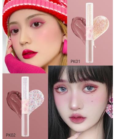 Liquid Glitter Matte Eyeshadow Set-2Pcs 2 in 1 High Pigmented Velvet Creme Eyeshadow & Glitter Eyeliner Long Lasting Waterproof Quick-Drying Korean Shimmer Matte Eye Shadow Makeup for Women-PK01+02 #PK01+02 - Buy Online on GoSupps.com