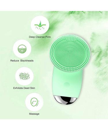 Sonic Facial Cleansing Brush | Soft Silicone Exfoliating Brush for Women | Anti-Aging Deep Cleansing Massage System | Green - Buy Online on GoSupps.com