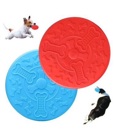 Ouoqi dog toys Frisbee dogs Frisbees 2 pieces Dog Frisbee Disc rubber frisbee dog slice for small dogs land and water catch throw play dog training (2)
