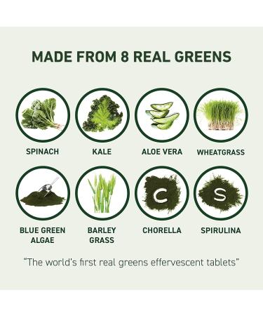 8Greens Peach Tea Effervescent Tablets - Superfood Greens Powder for Immune Support & Energy (6 Tubes, 60 Tablets) - Buy Online on GoSupps.com