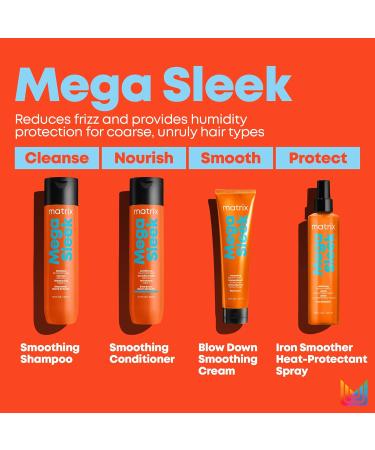 Matrix Mega Sleek Shampoo and Conditioner Set - Controls Frizz, Smooth & Shiny Hair - Shea Butter - Dry, Damaged Hair - 10.1 Fl Oz - Buy Online on GoSupps.com