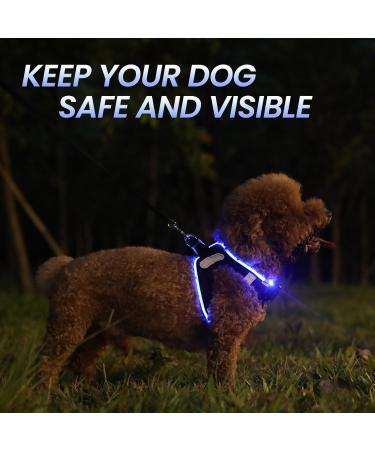 Luminous USB Charging Dog Harness - LED Light Harness for Small & Medium Dogs - Breathable & Lightweight PCEOTLLAR - Black/Blue S/M - Buy Online on GoSupps.com