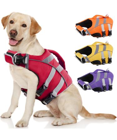 Kuoser life jacket Dog durability dog vest excellent buoyancy floating jacket dog Large medium high safety dog chimney large dogs red M m red - Buy Online on GoSupps.com