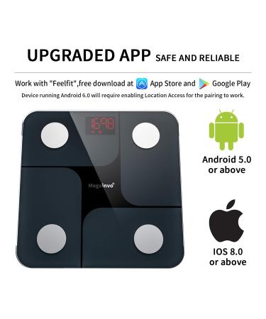 CooAoo Body Fat Scale - Smart Weight Scale for Body Fat Composition Monitor - Accurate Digital Bathroom Scale with Health Analyzer App for Body Weight, Fat, Water, BMI, BMR - 400 lbs Capacity - Black - Buy Online on GoSupps.com