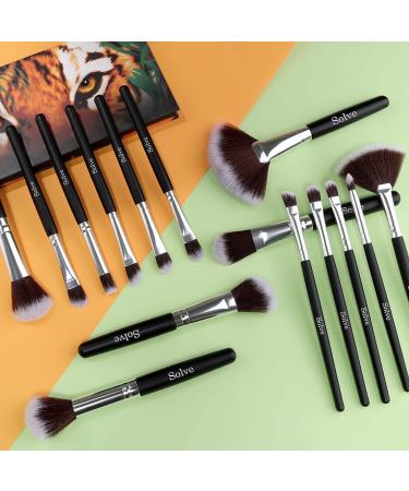 SOLVE 32-Piece Professional Makeup Brush Set with Wooden Handles - Cosmetics Brushes for Foundation, Concealer, Powder - Black Face and Eye Makeup Brushes Kit - Buy Online on GoSupps.com
