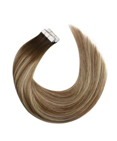 Buy Moresoo Tape-In Extensions | Real Hair Ombre Blonde to Dark Brown | 50g 55cm #4/613 - Invisible & Durable - Buy Online on GoSupps.com