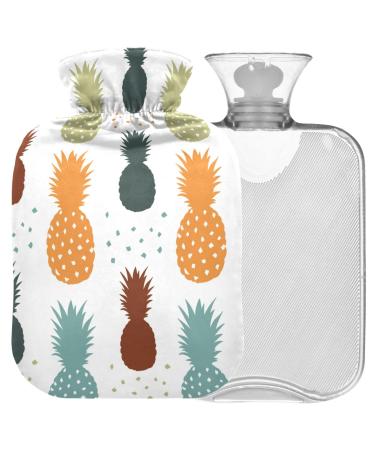 Naanle summer tropical pineapple water bottle with reference transparent hot water bottle 2l large hot hot water bottle for bed handfoot heat pain relief heat and cold therapy