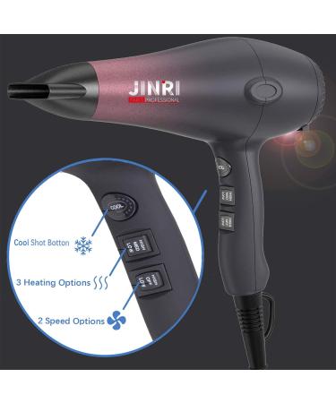Infrared Hair Dryer - JINRI Professional 1875W Ionic Blow Dryer with Comb Diffuser & Concentrator for Fast Drying | International Shipping Available - Buy Online on GoSupps.com