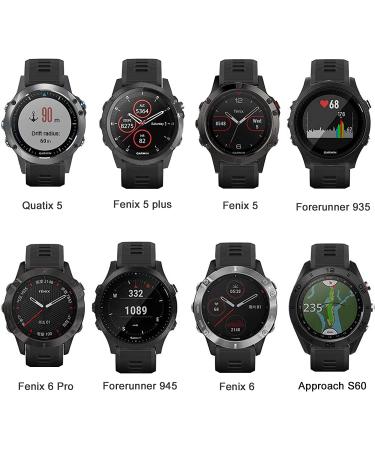 Soft Silicone 22mm Black Band for Garmin Forerunner 935/945/745, Fenix 5/5plus/6/6 Pro, Approach S60 - Replacement Compatible Band - Buy Online on GoSupps.com