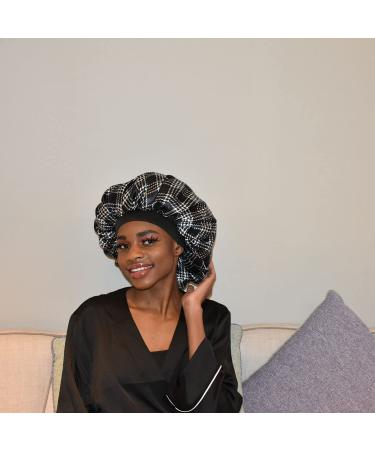 Queen Silk Bonnet for Sleeping | Wide Elastic Band | Reversible Double Layer | Large Size for Women's Curly Hair | Red Lips Pattern - Buy Online on GoSupps.com