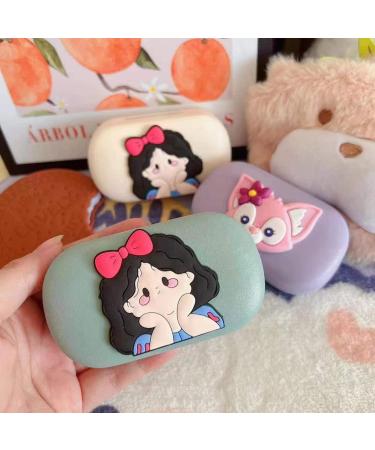 FLYRANGOOV Cute Cartoon Princess Contact Lens Etui | Portable 4-Part Storage Box for Travel | Stylish Contact Lens Case (Taro Lila-SchneebegleiterBox) - Buy Online on GoSupps.com
