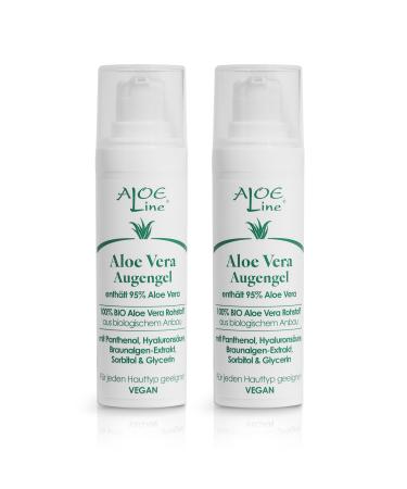 Aloe vera eye gel - with 95% bio aloe vera panthenol hyaluronic acid allantoin - relieves fatigue lines swelling fucking & maintains the skin - vegan / 2 pack (2 x 30 ml) 30 ml (2 pack)