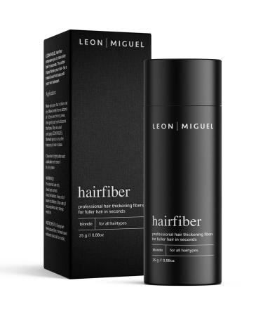 LEON MIGUEL Hair Fiber - Premium Hair Thickener Immediately Conceals Receding Hairlines Hair Loss Balding Areas and Thinning Hair Hair Powder | 25g (BLONDE)