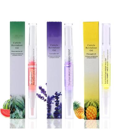 LINXINS 3PCS Cuticle Oil Pen for Nails Nail Oil Pen with Natural Ingredients Revitalize Pen Cuticle Revitalizer Oil Pen with Soft Brush for Nail Care Prevent Nail Cracking and Dry