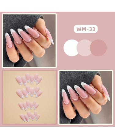 Matte French Tip Press on Nails - Long False Nails Press On Nails with Nail Tips press on nails Acrylic False Nails Cute Artificial Nails - Buy Online on GoSupps.com