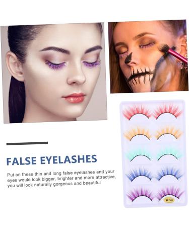 FRCOLOR 5 Pairs Fake Eyelashes 3d Colorful Eyelashes Cosplay Lashes Fake Lashes Natural Fluffy Natural Eyelashes 3d Eyelashes Stage Makeup Lashes Artificial Fiber Supplies Miss - Buy Online on GoSupps.com