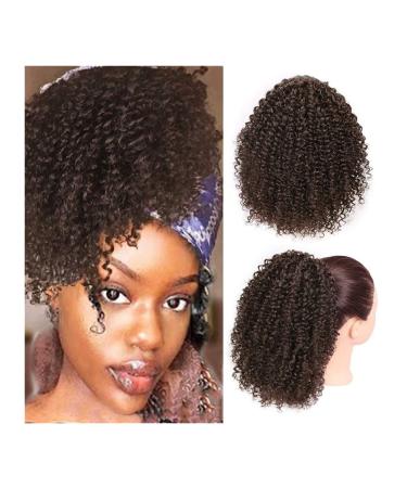 Hair Extensions 8 Inch Short Curly with Drawstring Hairpin Ponytail Afro Ponytail Hair Extension Synthetic Curly Bun for Black Women Hair Pieces For Women (Color : D Size : 8inches) 8inches D