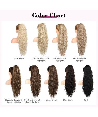 Reecho 66cm Beach Wavy Ponytail Extension - Medium Blonde with Highlights | Synthetic Pull Tape Hair Extension for Women - Buy Online on GoSupps.com