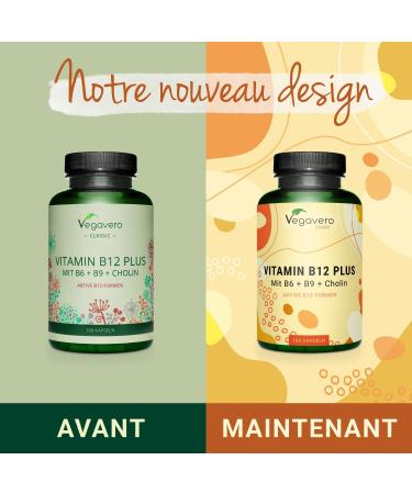 Vegavero Vitamin B12 1000 mcg | From France & Spain | The Only One Without Additives & Vegan | With 2 Active Forms + Folic Acid + B6 + Choline | Energy + Anti-Fatigue | 180 Capsules - Buy Online on GoSupps.com
