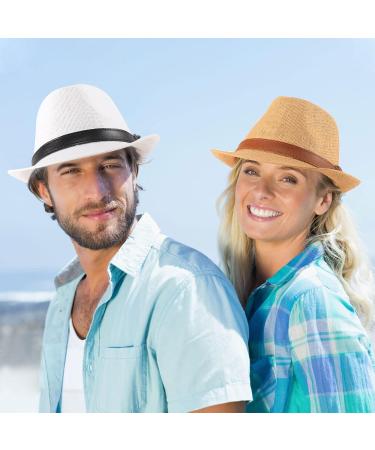 Ultrafun 3 Pack Straw Fedora Hat for Men Women - Classic Gangster Trilby Panama Sun Hat Set - Buy Online on GoSupps.com