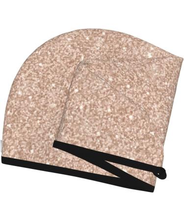 Hair Towel Wrap - Quick Drying Towel Turban with Button | Beige Sparkling Glitter | Perfect for Fast Hair Drying - Buy Online on GoSupps.com