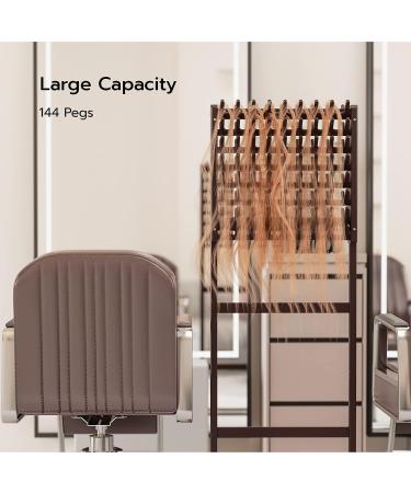 Yumkfoi Wooden Braiding Hair Rack | 144 Pegs Hair Holder for Braiding | 2-Sided Standing Braid Rack with Wheels | Hair Separator Stand & Extension Holder - Buy Online on GoSupps.com
