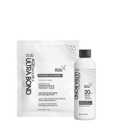 AGEbeautiful Ultra Bond Permanent Powder Hair Lightener | Anti-Aging | Strengthens & Protects | Builds Bonds w/ Arginine Powder Lightener & Developer 1 Fl Oz