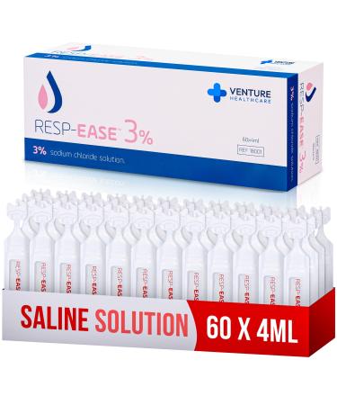 Resp-Ease 3% Saline Solution for Nebulizer and Moisturizing of The Airways - Sodium Chloride 3% for Nose, Nasal Cleanse for Adults and All Ages - 240ml / 8.12 fl oz