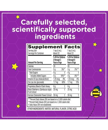 Zarbee's Kids Cough + Immune Nighttime Syrup - Drug-Free Pediatrician Recommended Mixed Berry Flavor 4FL Oz | Support Children's Health 2-6 - Buy Online on GoSupps.com