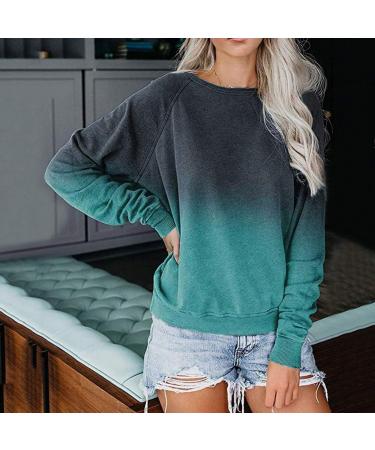 Women's Trendy Ombre Tie Dye Crewneck Sweatshirt - X-Large A01green - Buy Online on GoSupps.com
